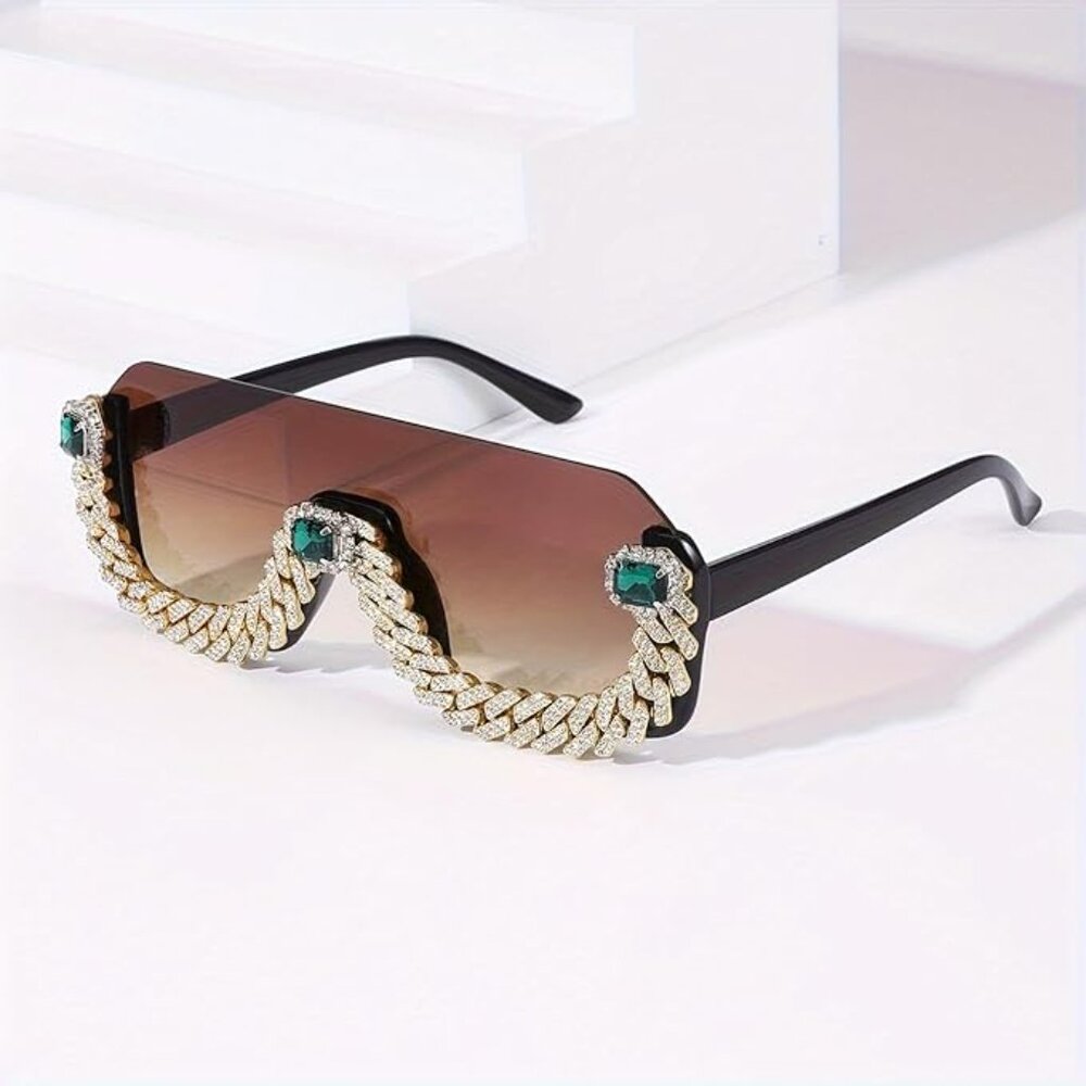 Rhinestone Gold Sunglasses